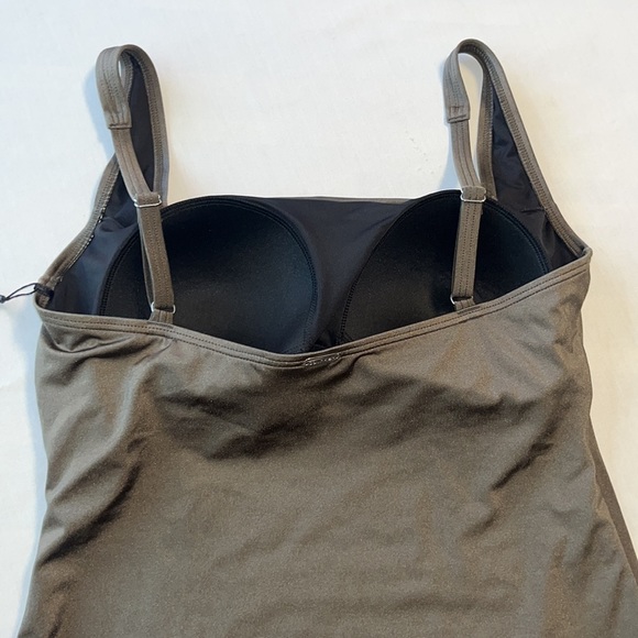 Calvin Klein Pleated One Piece Swimsuit, Bronze, 16 - Picture 5 of 10